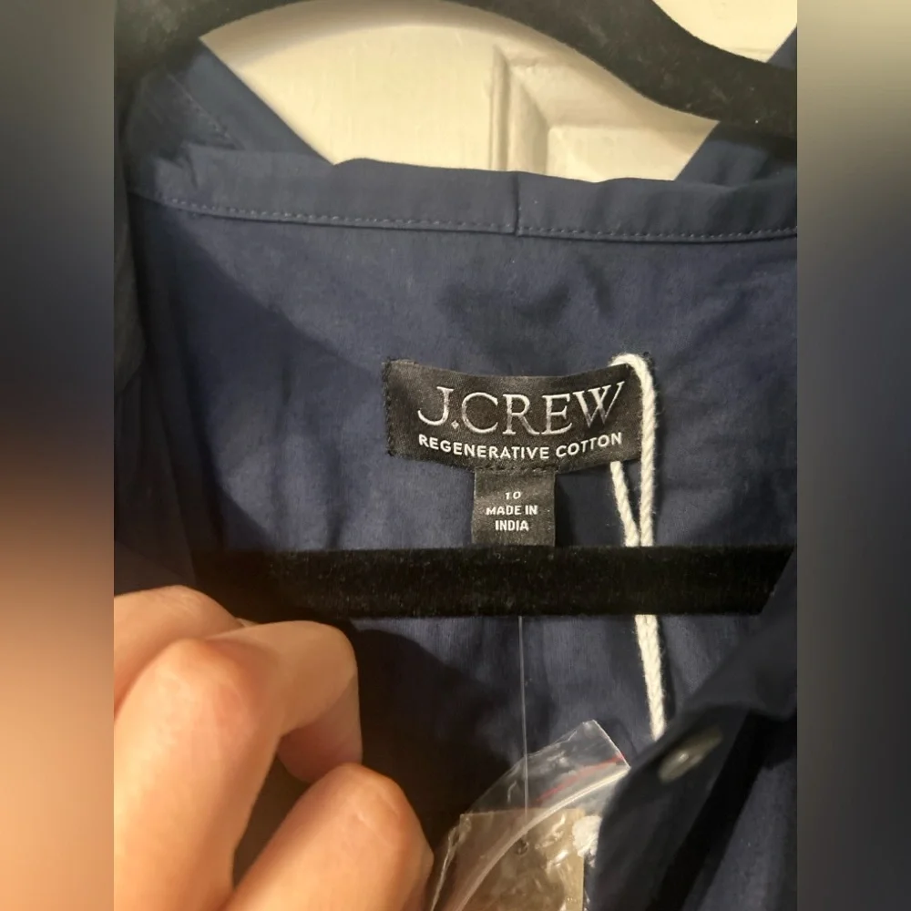 J.Crew Elena Mini Shirtdress Cotton Poplin Navy Blue Size 10 NWT - Picture 6 of 12